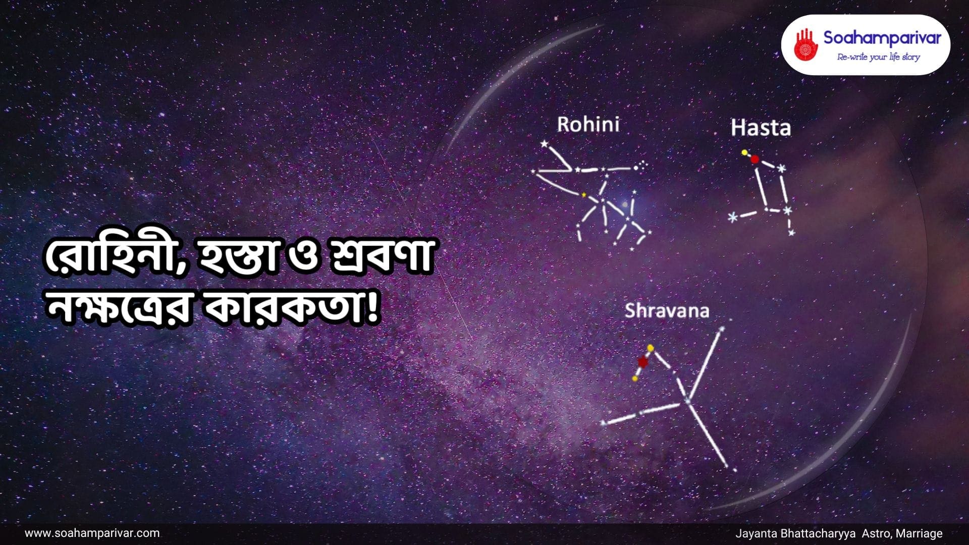 রোহিনী, হস্তা ও শ্রবণা নক্ষত্রের কারকতা